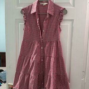 Red Gingham Sleeveless Dress